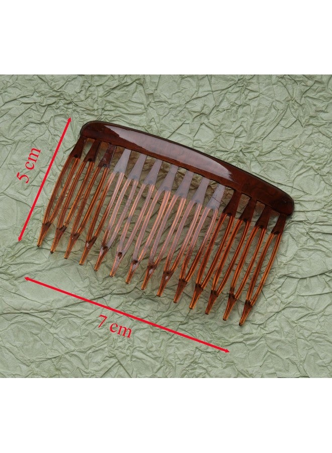 Ruwado 6 Pcs 14 Teeth Hair Side Comb Twist French Vintage Style Hair Clips Pins Accessories Supplies For Women Girls Bridal Wedding Veil Fine Long Curly Hair (Dark Brown) - Image 2
