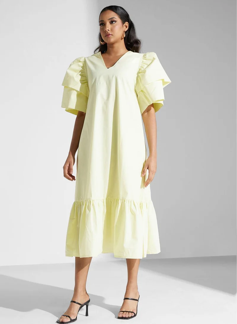 SINOIR Tiered Puff Dress