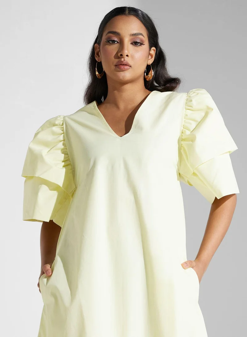 SINOIR Tiered Puff Dress