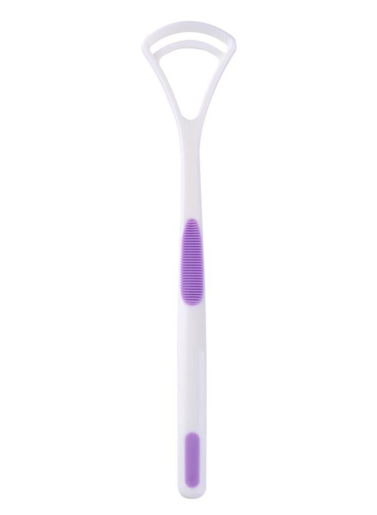 Generic 2-piece set of purple tongue coating cleaner - portable and reusable tongue scraper | efficiently reduces bad breath and improves oral hygiene | easy-to-use tongue brush (health care tool) 3.5x17.5cm  - Image 1
