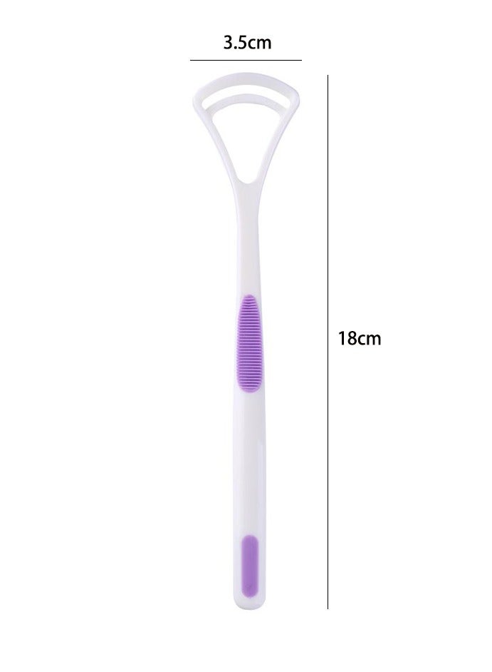 Generic 2-piece set of purple tongue coating cleaner - portable and reusable tongue scraper | efficiently reduces bad breath and improves oral hygiene | easy-to-use tongue brush (health care tool) 3.5x17.5cm  - Image 2