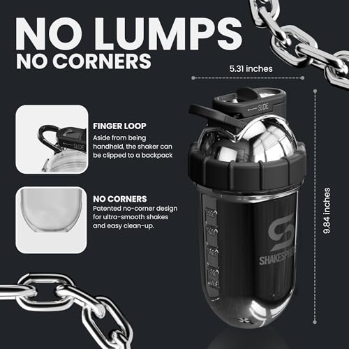 SHAKESPHERE Stainless Steel Shaker Bottle - 24oz Insulated Protein Shaker Bottle for Hot & Cold Drinks - Ideal for Shakes & Smoothies, Leak-Proof, BPA-Free, No Mixer Ball Needed, Mirrored Silver - Image 4