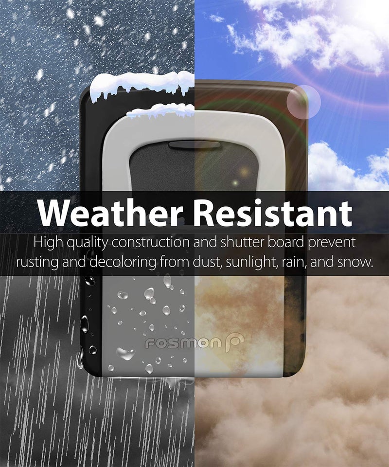 Fosmon Key Lock Box 4 Digits Combination Weatherproof Wall Mount Key Safe Hide a Key Outside with Resettable Code Multiple Key Capacity and Mounting Kit