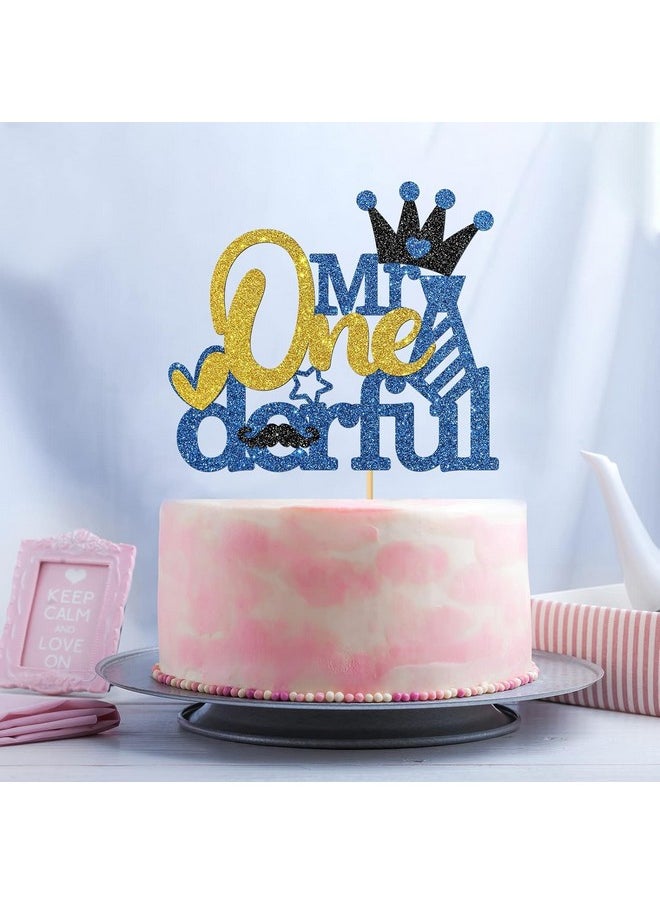 Confetti - Mr Onederful Cake Topper/Baby Shower/Baby Boy 1st Birthday Party Decorations - Blue Glitter (Mr Onederful Blue) - Image 1