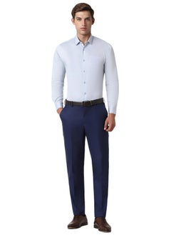 Peter England Peter England Men's Satin Solid Regular Fit Full Sleeve Shirt Cotton with Satin Sheen | Luxury Blue  - Image 4