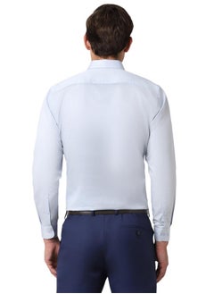 Peter England Peter England Men's Satin Solid Regular Fit Full Sleeve Shirt Cotton with Satin Sheen | Luxury Blue  - Image 3