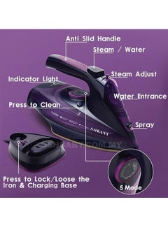 sokany Cordless Steam Iron with Non-Stick Soleplate/Self Clean Function  - Image 3