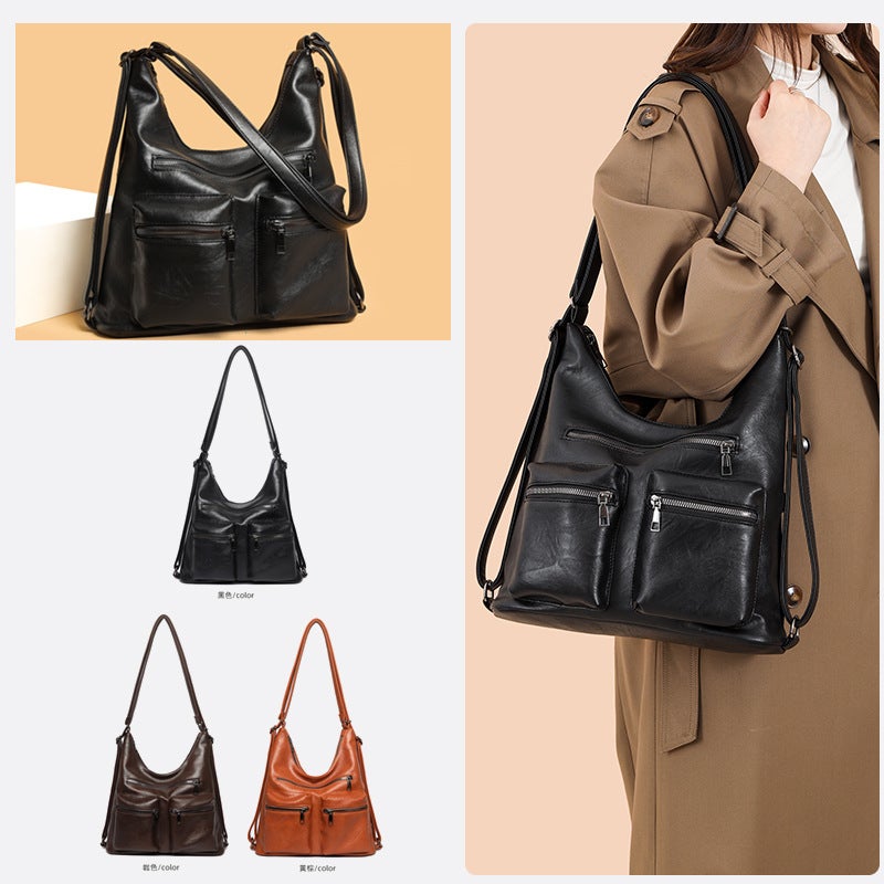2025 Autumn New Soft Leather Bag Women''s Fashion Multi-Way Shoulder Bag Women''s Bag Niche Large Capacity Portable Crossbody Women''s Bag - Image 2