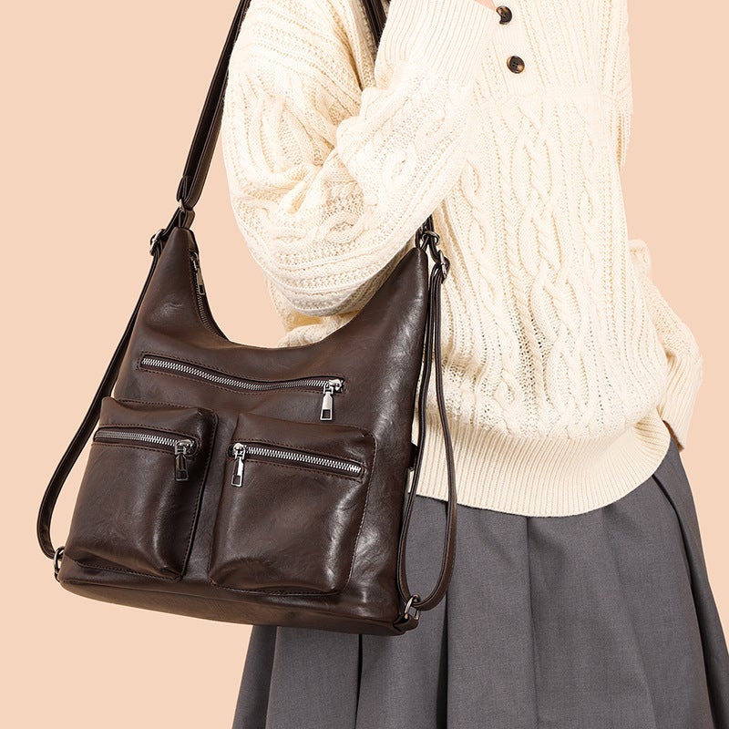 2025 Autumn New Soft Leather Bag Women''s Fashion Multi-Way Shoulder Bag Women''s Bag Niche Large Capacity Portable Crossbody Women''s Bag - Image 4