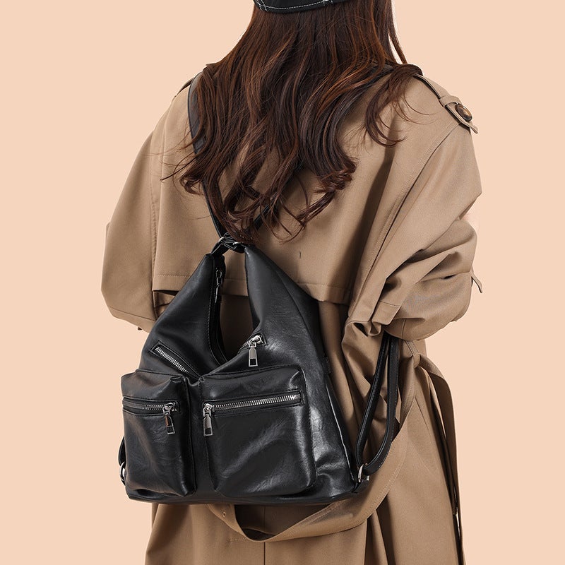 2025 Autumn New Soft Leather Bag Women''s Fashion Multi-Way Shoulder Bag Women''s Bag Niche Large Capacity Portable Crossbody Women''s Bag - Image 3