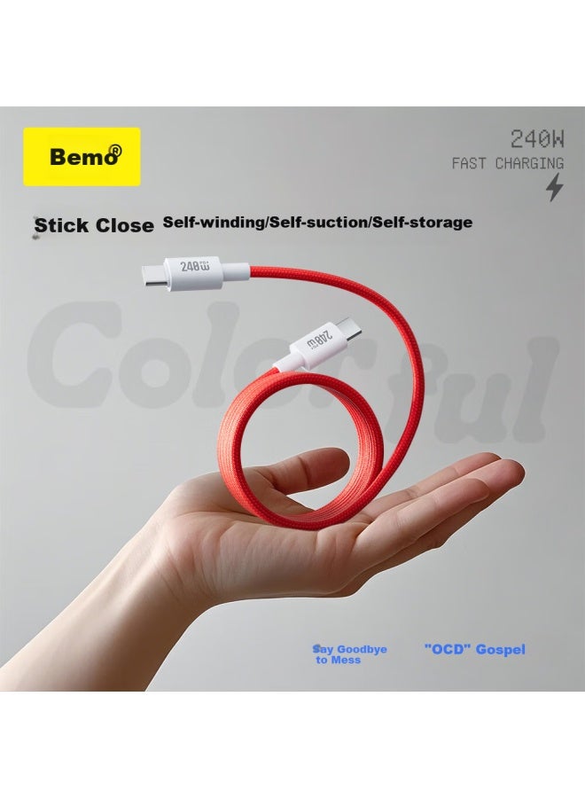 Double Magic Beemo Magnetic Double-Head Type-C Data Cable 240W Fast Charge Car 1M Charging Cable For Iphone 16 Pro Max Tablet Ipad Huawei Xiaomi Notebook Red - Image 4