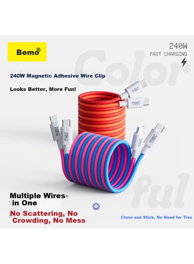 Double Magic Beemo Magnetic Double-Head Type-C Data Cable 240W Fast Charge Car 1M Charging Cable For Iphone 16 Pro Max Tablet Ipad Huawei Xiaomi Notebook Red - Image 3