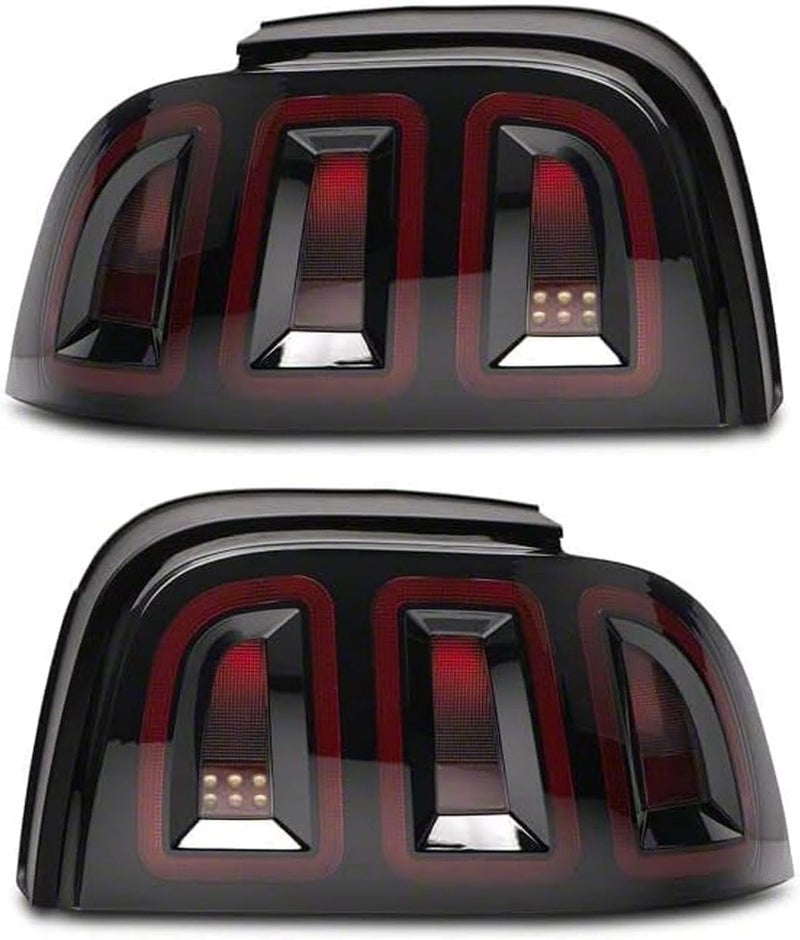 Raxiom LED Tail Lights Set Assembly for Ford Mustang 1996-1998 - Icon Black Smoked Lens - Image 1