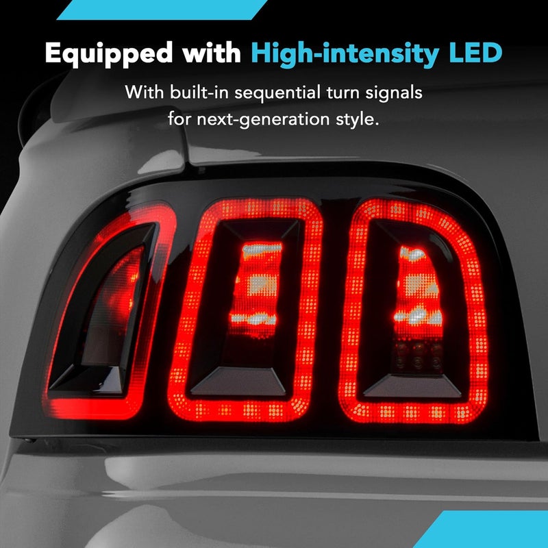 Raxiom LED Tail Lights Set Assembly for Ford Mustang 1996-1998 - Icon Black Smoked Lens - Image 5