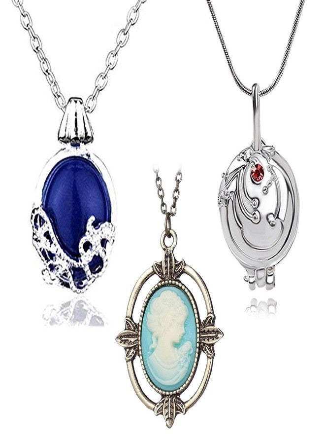 Youu UoYu 23 pcs The Vampire Jewelry Set Daywalking Katherine Sapphire Crystal Necklaces Elena Gilbert Opening Vervain Locket Pendant Bronze Head Stone Charm Pendant Necklace with Stickers - Image 1