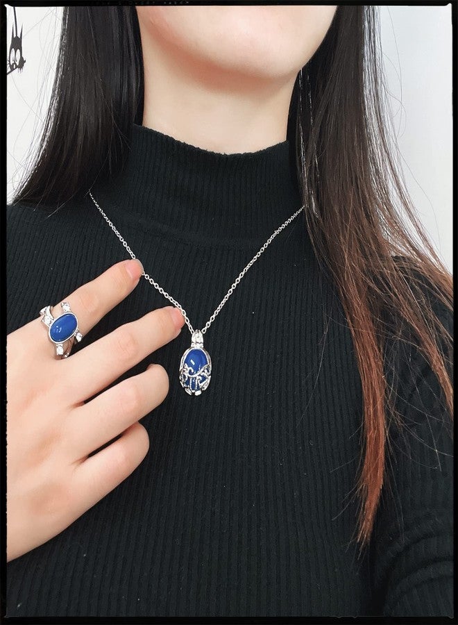 Youu UoYu 23 pcs The Vampire Jewelry Set Daywalking Katherine Sapphire Crystal Necklaces Elena Gilbert Opening Vervain Locket Pendant Bronze Head Stone Charm Pendant Necklace with Stickers - Image 4