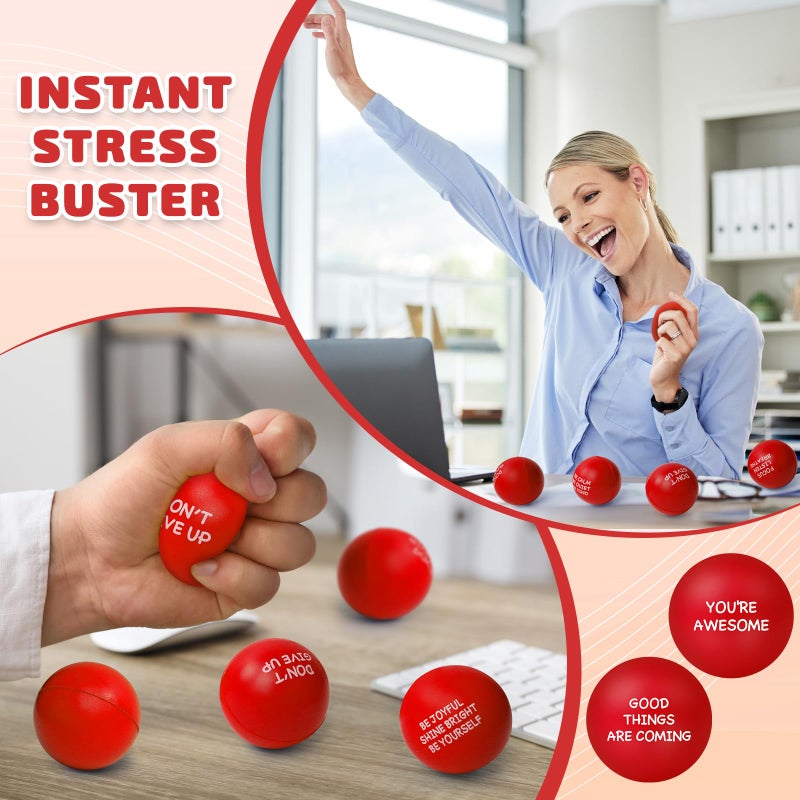 SHQDD 54PCS Motivational Stress Balls for Adults and Kids - Stress Balls Bulk Soft Sponge Squeeze Toys with Inspirational Quotes | Office Classroom Stress Relief Gifts | Anxiety Relief Fidget Toys - Image 5