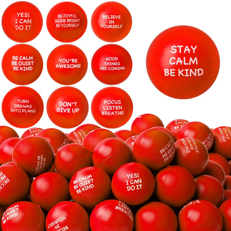 SHQDD 54PCS Motivational Stress Balls for Adults and Kids - Stress Balls Bulk Soft Sponge Squeeze Toys with Inspirational Quotes | Office Classroom Stress Relief Gifts | Anxiety Relief Fidget Toys - Image 1