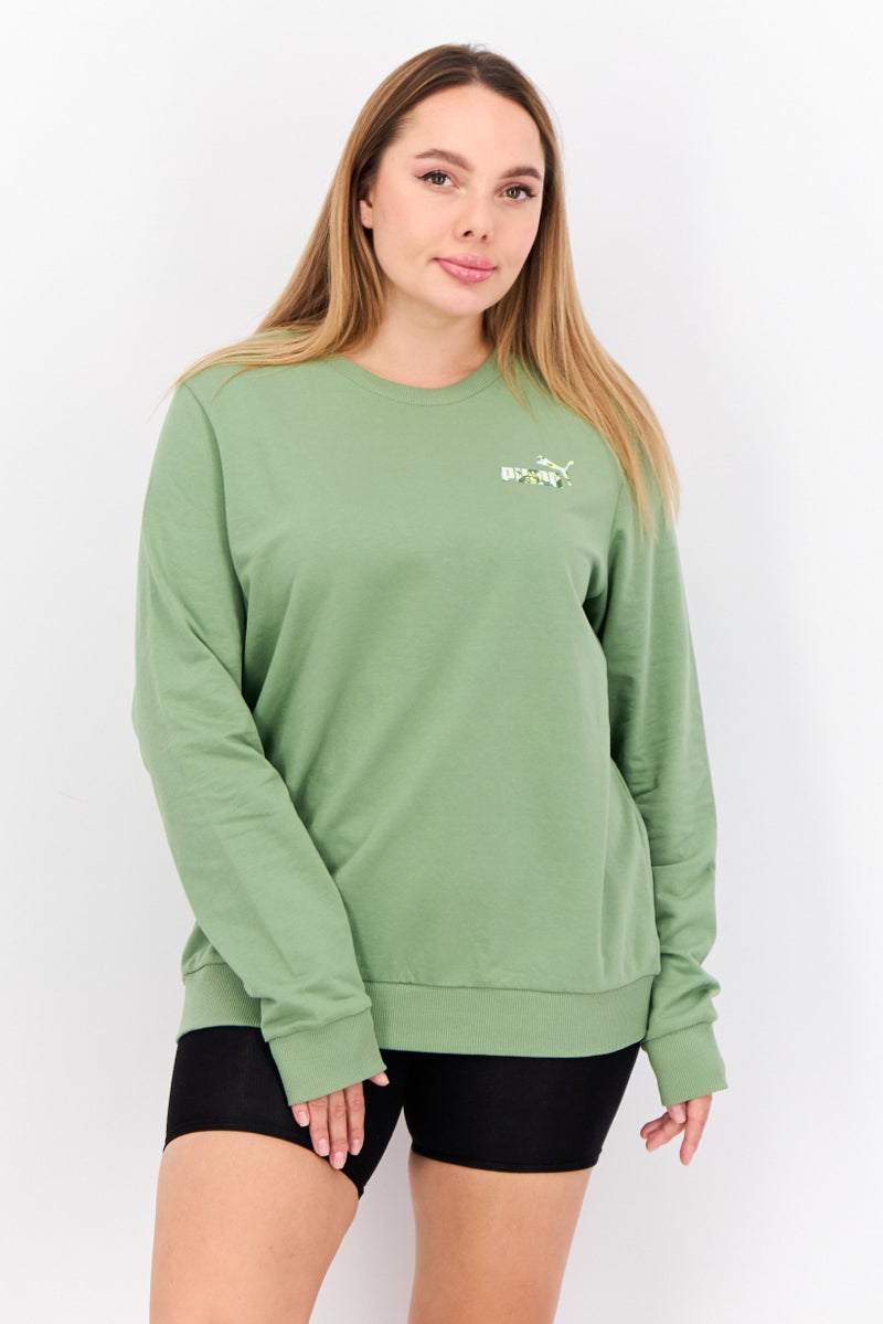 PUMA سويت شيرت خارجي عادي للنساء، زيتون فاتح - Image 1