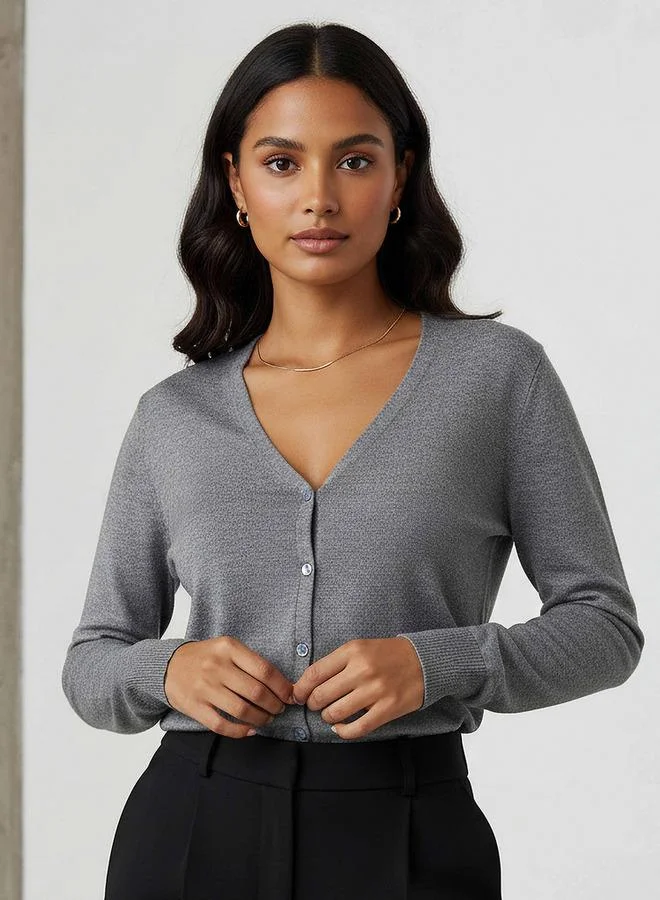 2Xtremz 2Xtremz Textured V-neck Tricot Cardigan