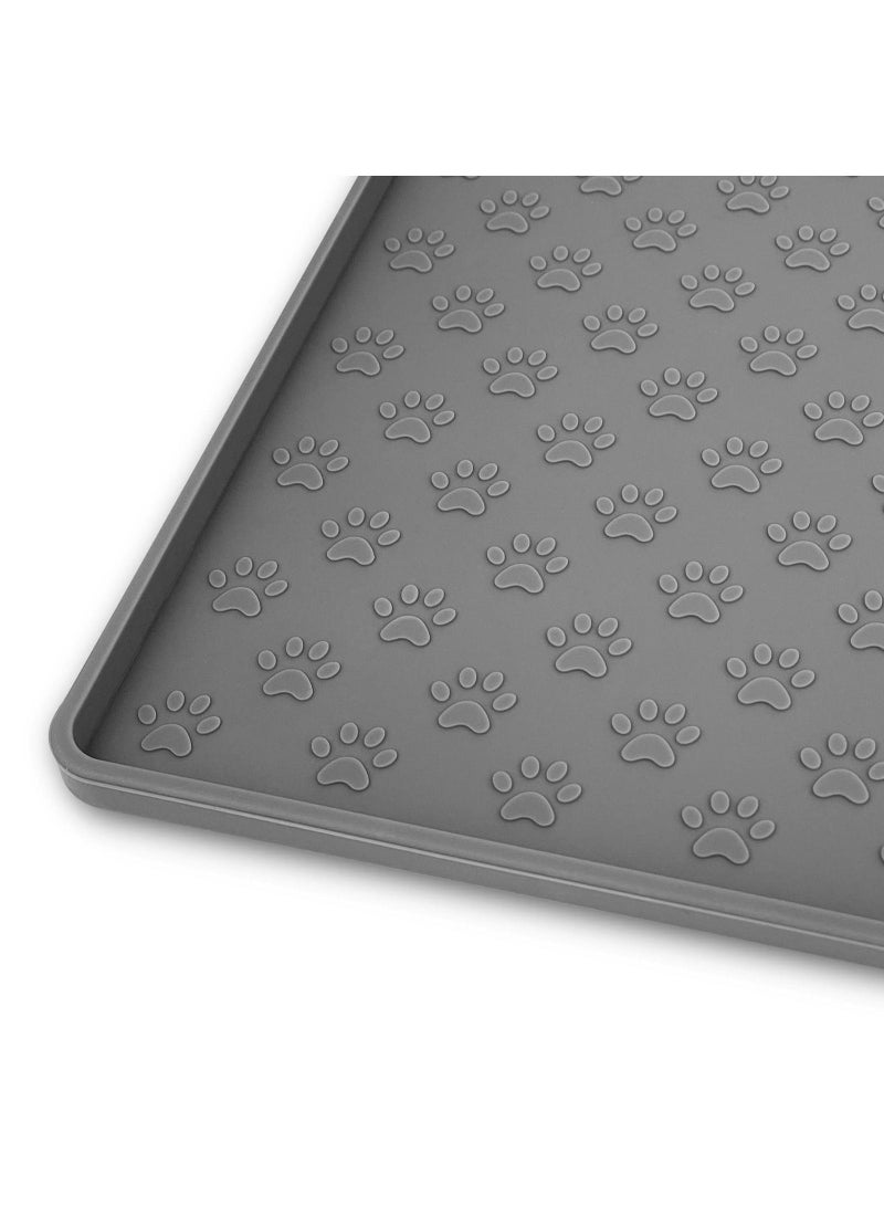 SYOSI SYOSI Pet Placemat for Dog and Cat, Silicone Pet Feeding Mats Cat Food Plate for Small and Medium Cats and Dogs, Raised Edge Prevents Catches Spill and Residue onto the Floor Grey  - Image 1