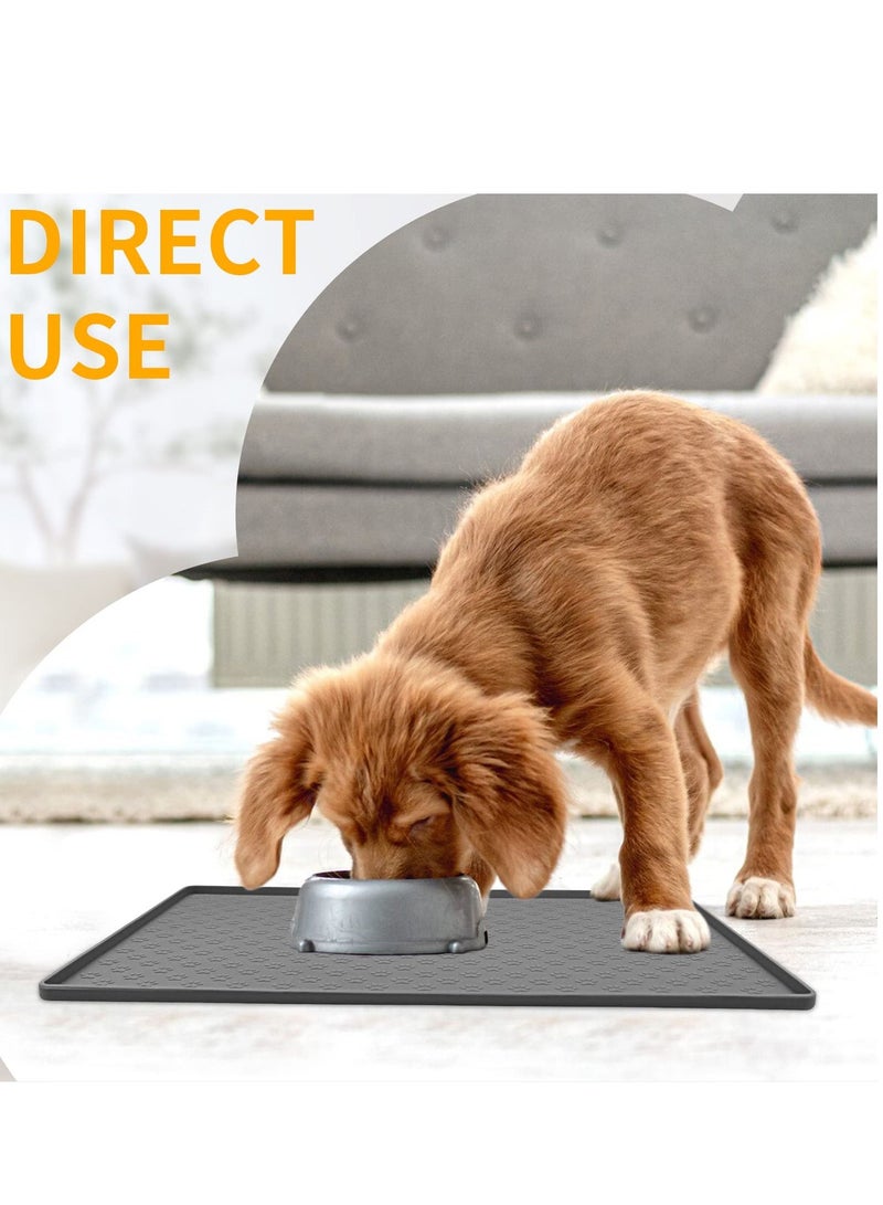 SYOSI SYOSI Pet Placemat for Dog and Cat, Silicone Pet Feeding Mats Cat Food Plate for Small and Medium Cats and Dogs, Raised Edge Prevents Catches Spill and Residue onto the Floor Grey  - Image 4