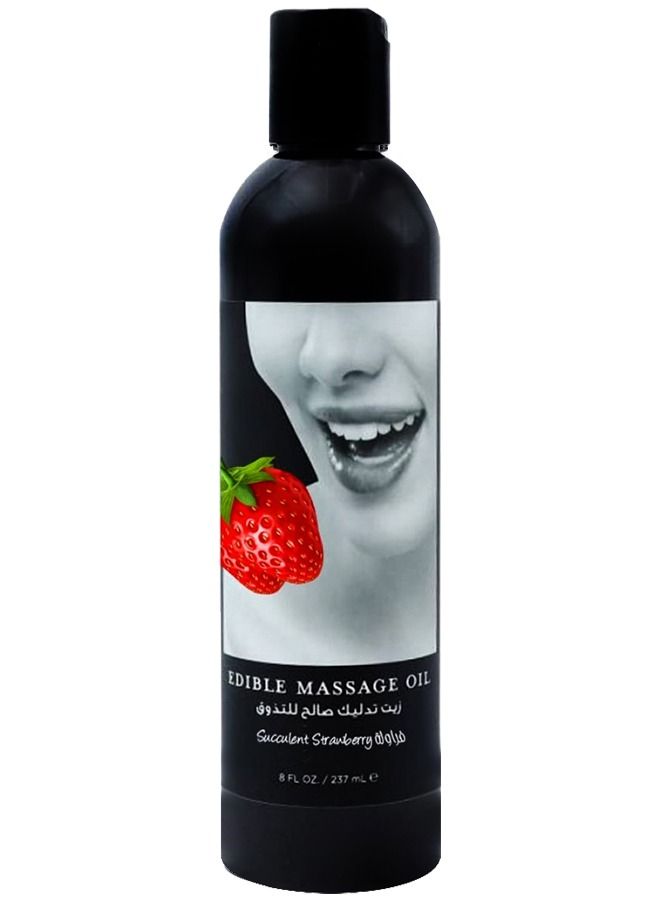 Earthly Body Edible Massage Oil Succulent Strawberry - Image 1