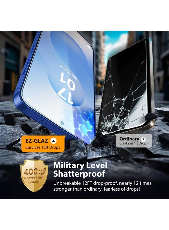 EZ-GLAZ 4 Pack for Galaxy S24/ S25 [6.2"] Screen Protector 9H+ Hardness 12FT Military Grade Shatterproof Long Durable Tempered Glass Film with Flawless Fit Box, HD Clear, Scratch Resistant - Image 5