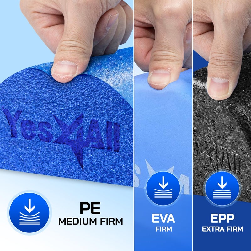 Yes4All نصف أسطوانة فوم متوسطة الصلابة من Yes4All للاسترخاء بعد التمرين، 12/18/24/36 بوصة أسطوانة فوم PE لتدليك الظهر وممارسة اليوغا - Image 2