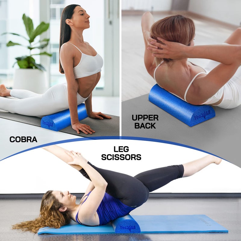 Yes4All نصف أسطوانة فوم متوسطة الصلابة من Yes4All للاسترخاء بعد التمرين، 12/18/24/36 بوصة أسطوانة فوم PE لتدليك الظهر وممارسة اليوغا - Image 5