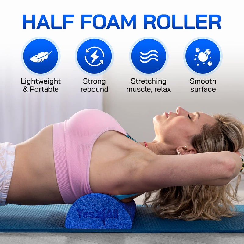 Yes4All نصف أسطوانة فوم متوسطة الصلابة من Yes4All للاسترخاء بعد التمرين، 12/18/24/36 بوصة أسطوانة فوم PE لتدليك الظهر وممارسة اليوغا - Image 4