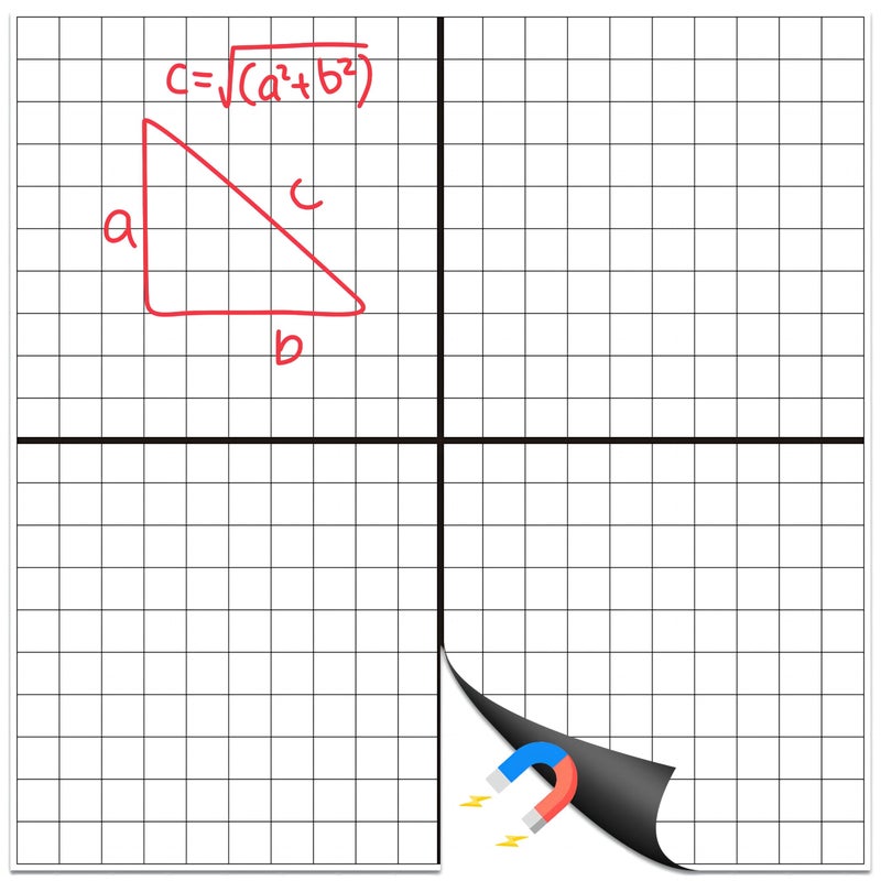 WEIZHEN Magnetic Grid Dry Erase Whiteboard - 26"x26" XY Coordinate Math Board with Durable Gridlines for Algebra, Geometry, Classroom & Office Use | Perfect for Graphing, Planning, & Teaching - Image 1