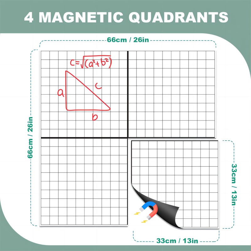 WEIZHEN Magnetic Grid Dry Erase Whiteboard - 26"x26" XY Coordinate Math Board with Durable Gridlines for Algebra, Geometry, Classroom & Office Use | Perfect for Graphing, Planning, & Teaching - Image 2
