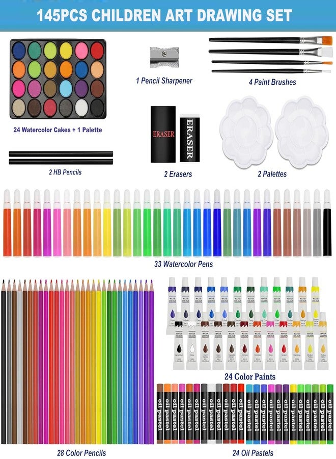 KARP 145 Pcs Astronaut Design Children Deluxe Art Drawing Set for Kids Case Studio Art and Craft Supplies Drawing and Painting Set Great Gift (Blue) - Image 3