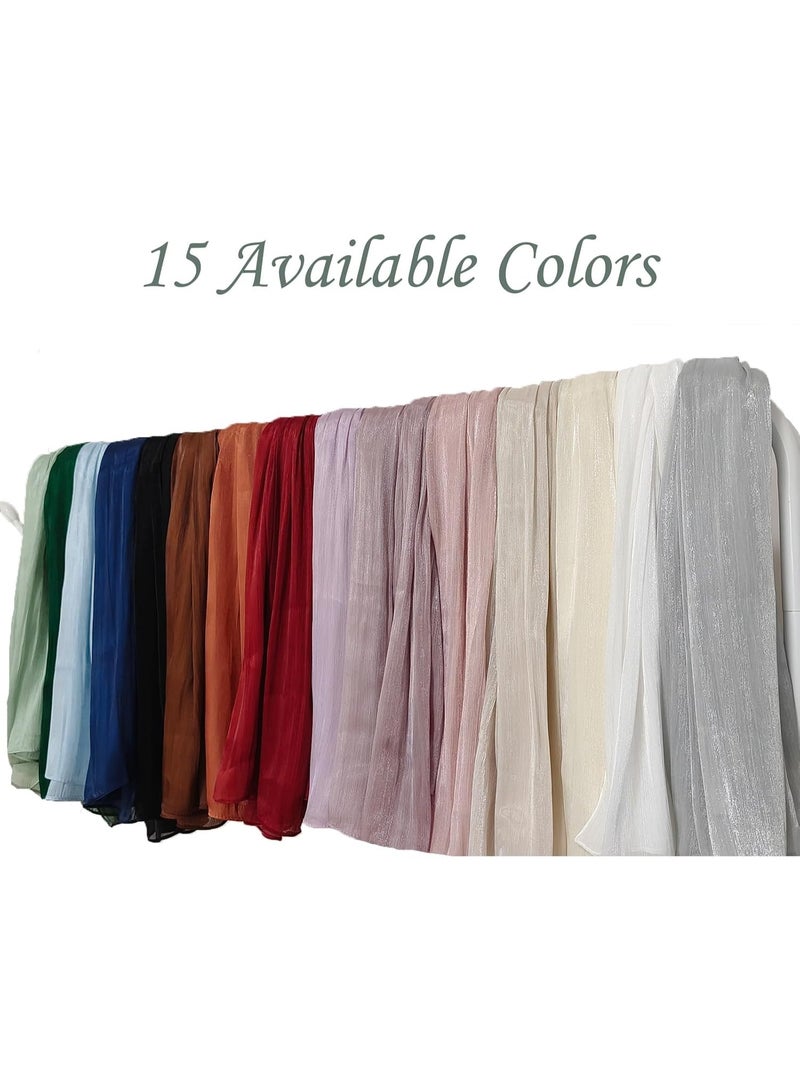 Navy Blue Shiny Gloss Chiffon Hijab Scarf 180*70cm, Women Elegant Lightweight Wedding Shawl Wrap Cape - Image 4