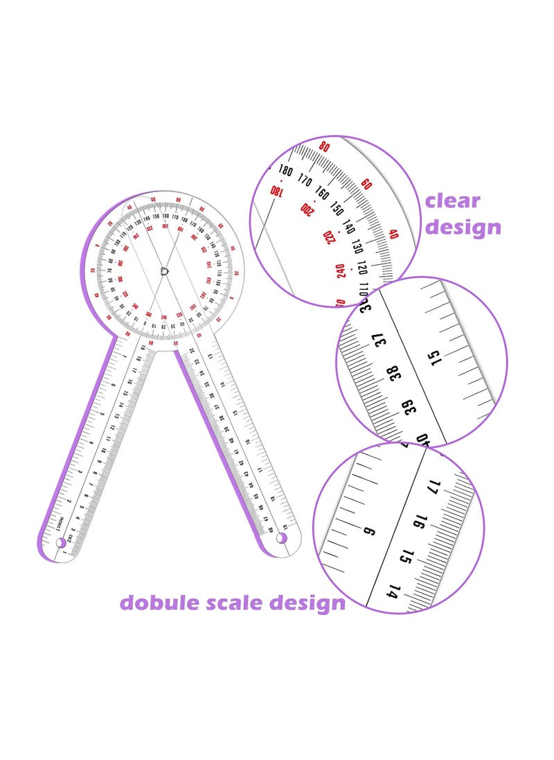 Generic Transparent Goniometer, 12 Inch Orthopedic Angle Ruler Plastic Goniometer 360 Degree for Body Measuring Tape Goniometer Protractor Ruler  - Image 5
