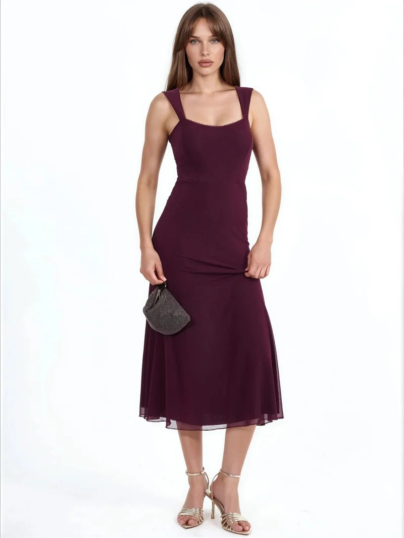 هيكاب Heart Collar Midi A-Line Dress