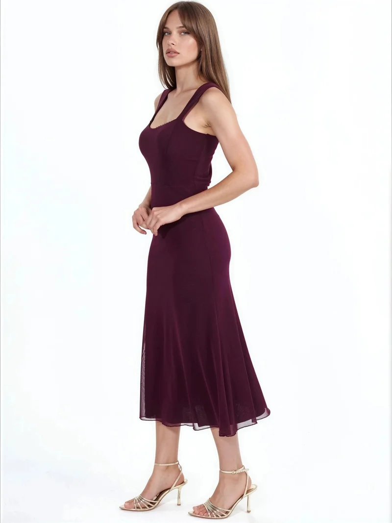 هيكاب Heart Collar Midi A-Line Dress