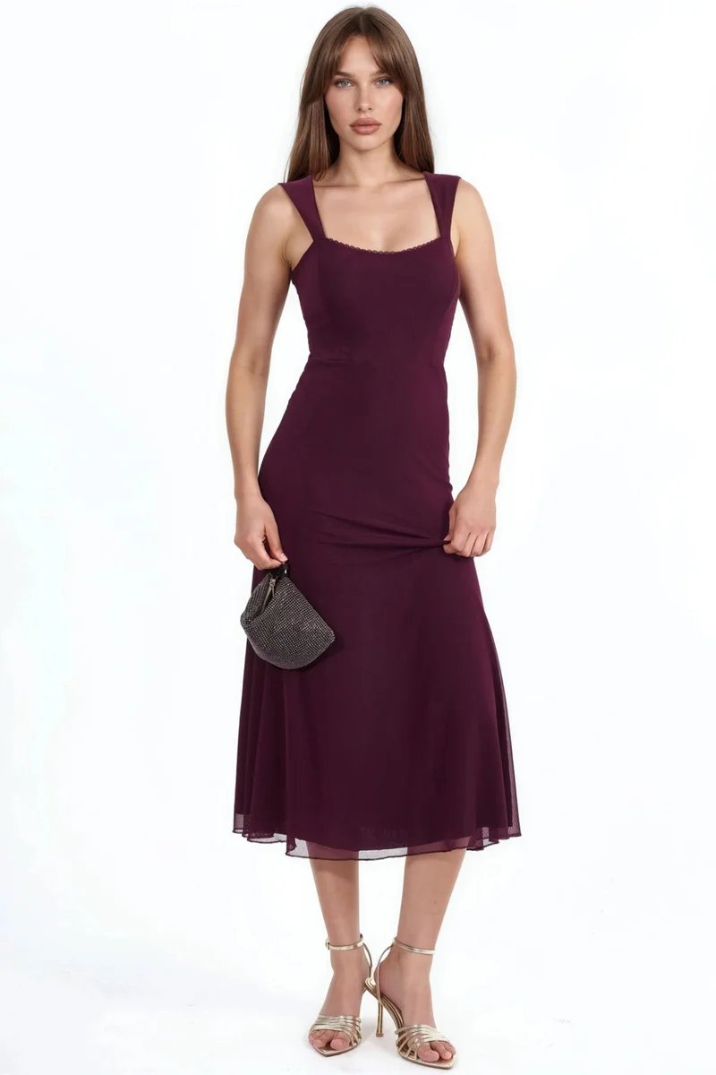 هيكاب Heart Collar Midi A-Line Dress