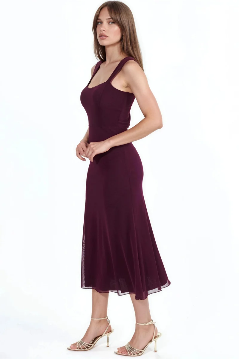 هيكاب Heart Collar Midi A-Line Dress