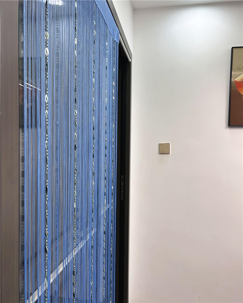 ave split 100cmX200cm Decorative Door String Curtain Beads Wall Panel Fringe Window Room Divider Blind for Wedding Coffee House Parts Door Divider Beads Tassel Screen Decoration (Sky Blue 25) - Image 4
