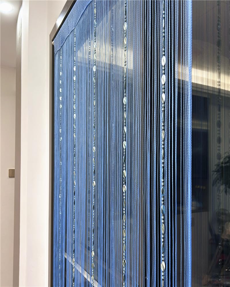 ave split 100cmX200cm Decorative Door String Curtain Beads Wall Panel Fringe Window Room Divider Blind for Wedding Coffee House Parts Door Divider Beads Tassel Screen Decoration (Sky Blue 25) - Image 3