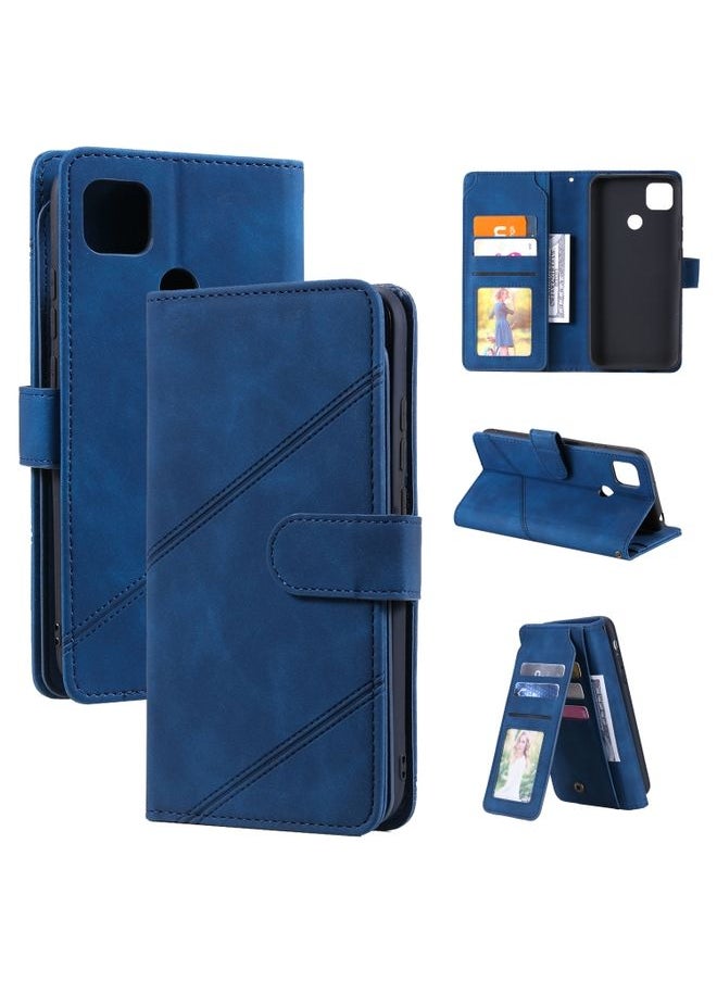 HuHa Case Cover For Xiaomi Redmi 9C Skin Feel Business Horizontal Flip PU Leather Case with Holder & Multi-Card Slots & Wallet & Lanyard & Photo Frame Blue 