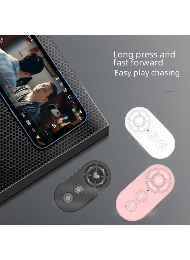Generic - Rechargeable Mobile Phone Bluetooth Remote Control To Take Photos, Shoot Photos, Chase Novels, Turn Pages, Intelligent Tremolo Remote Control-Color:Pearlescent Bag Black + Data Line + Manual - Image 1