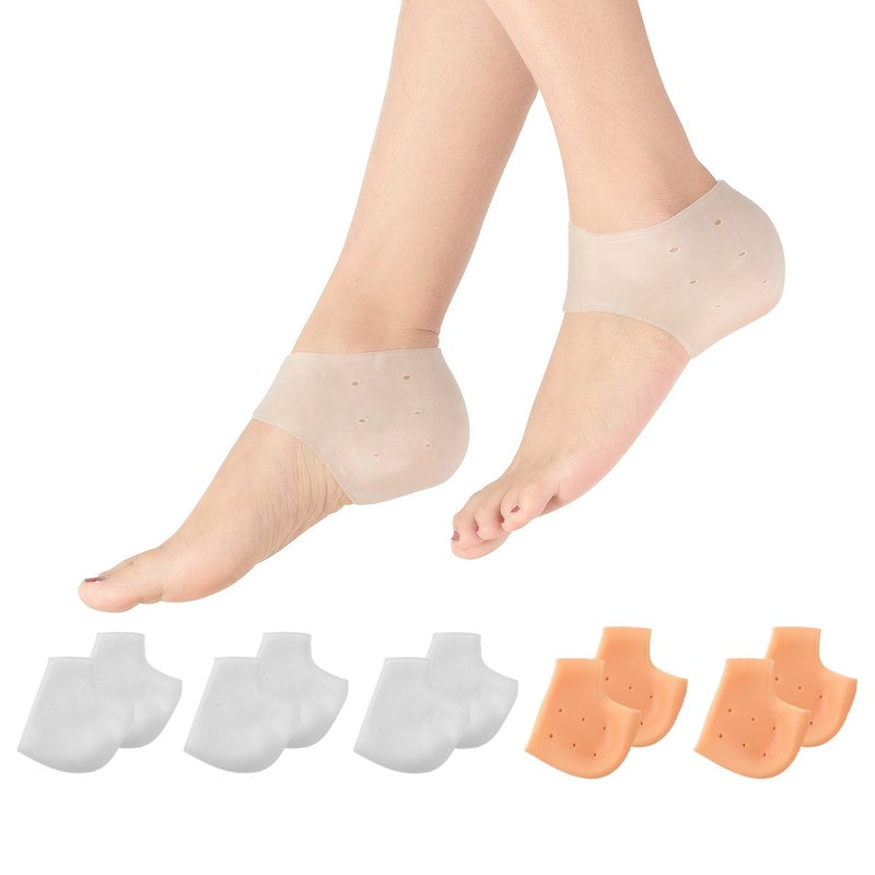 MADHOLLY 5 Pairs Silicone Heel Protectors- Breathable Heel Gel Heel Cushions for Cracked Heel- Heel Cups Heel Cover for Heel Repair Women Men - Image 1