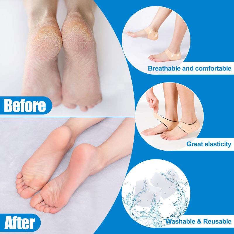 MADHOLLY 5 Pairs Silicone Heel Protectors- Breathable Heel Gel Heel Cushions for Cracked Heel- Heel Cups Heel Cover for Heel Repair Women Men - Image 2