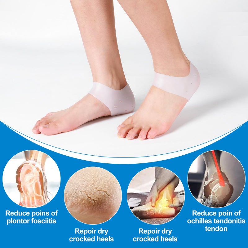 MADHOLLY 5 Pairs Silicone Heel Protectors- Breathable Heel Gel Heel Cushions for Cracked Heel- Heel Cups Heel Cover for Heel Repair Women Men - Image 4