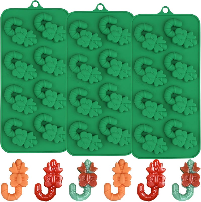 EDUEE Christmas Chocolate Molds Silicone Christmas Cane Candy Molds 3pcs for Resin, Ice Cube, Soap, Cake Topper(2.15 x 1inch) - Image 1