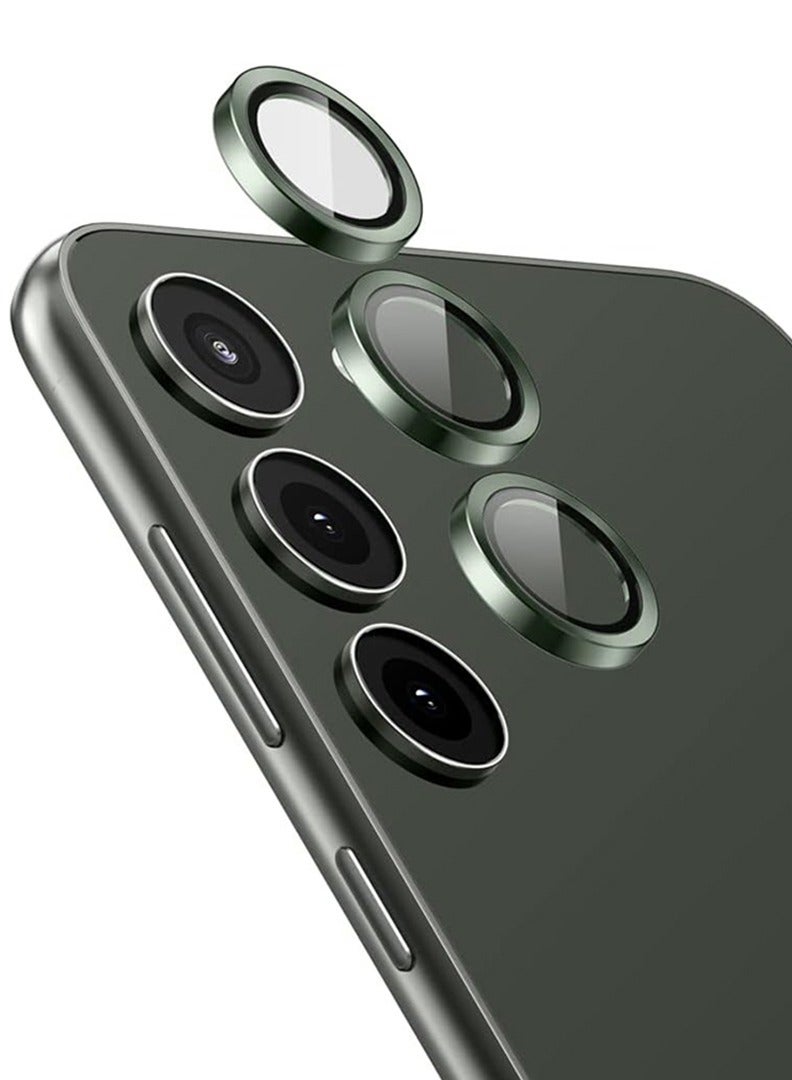 Theodor S23/ S23 Plus/ S24 5 Pcs Camera Lens Protector With 9H Tempered HD Glass Camera Cover Anti Scratch Aluminum Alloy Camera Ring, Green - Image 1