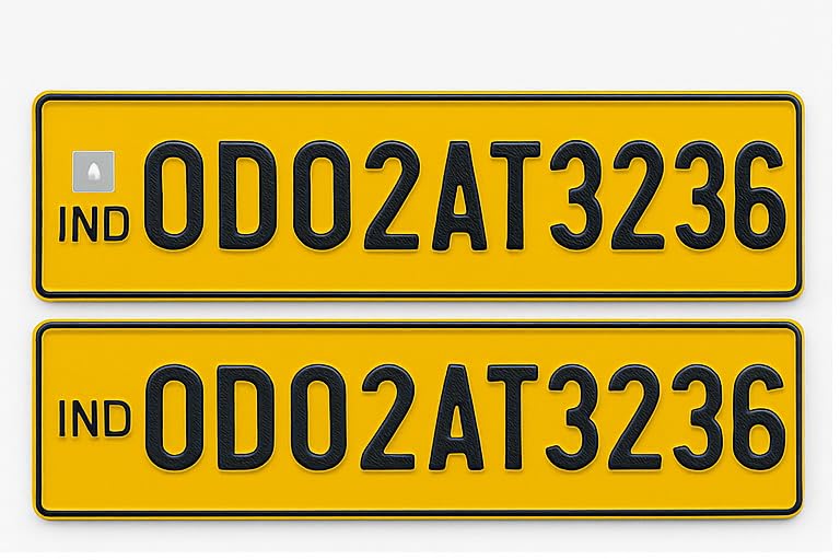 autofriend IND Costomized Fancy Aluminium Number Plates for Old Commercial car/Taxi, with buyer's Text or Number Embossed - Punching - Front and Back Yellow-Taxi - NO Serial Code - Image 3